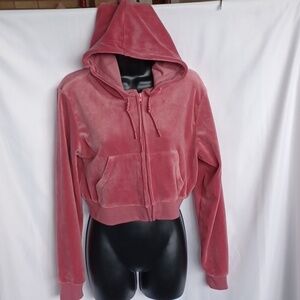 Better Together Cropped Pink Hoodie, Velour